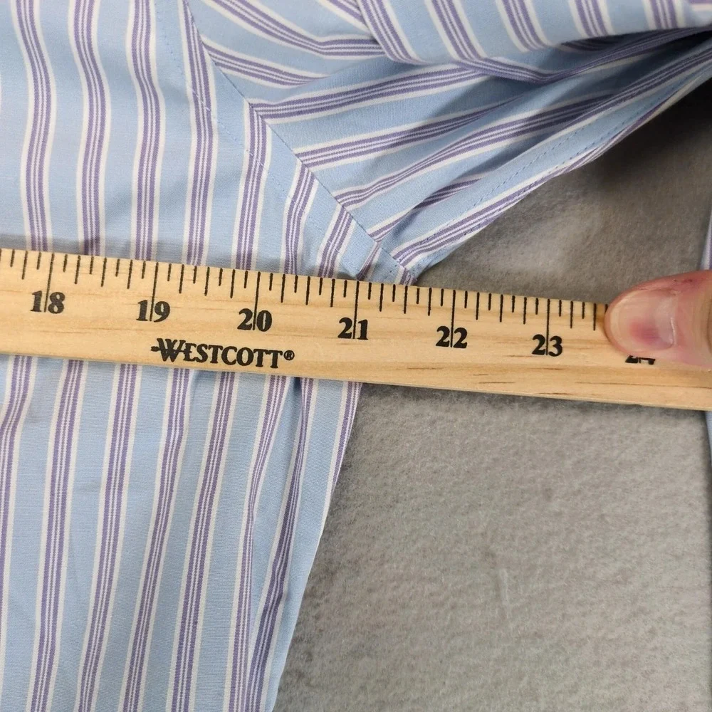 NWT Banana Republic Dress Shirt Mens M Blue Striped Slim‎ Fit Wrinkle Resistant